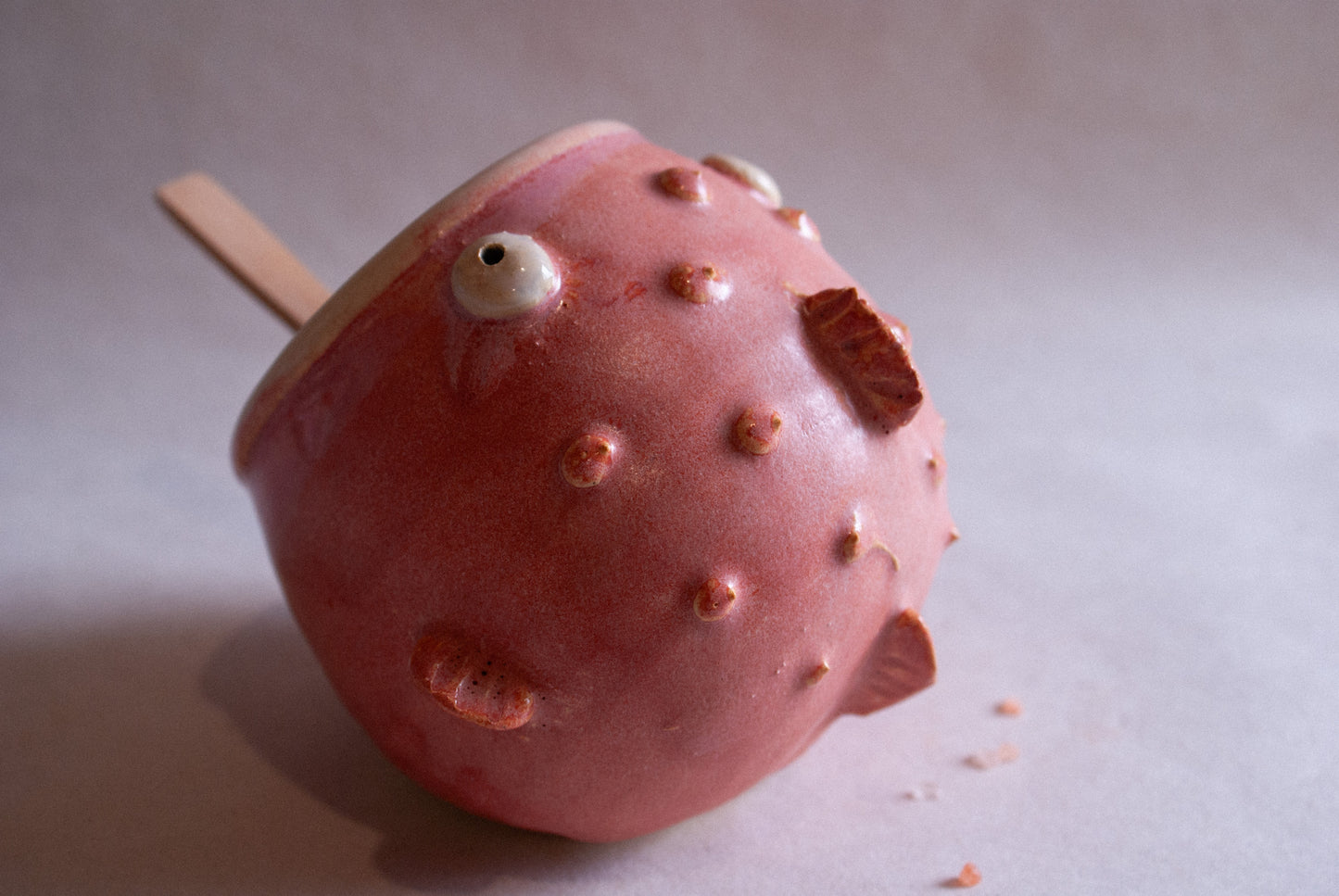 Pufferfish Saltpot with spoon (pink)